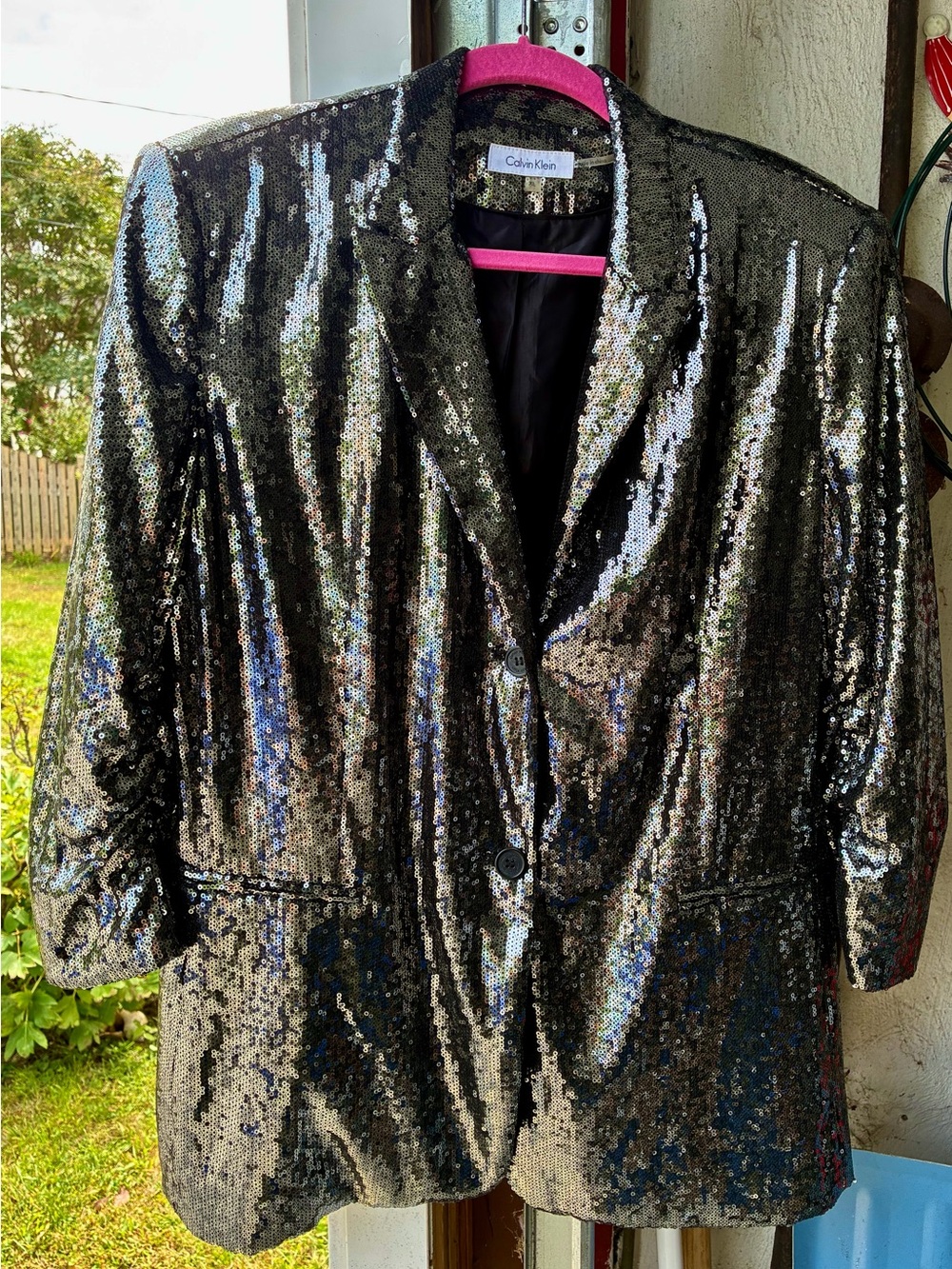 Calvin Klein Black Sequin Evening Blazer